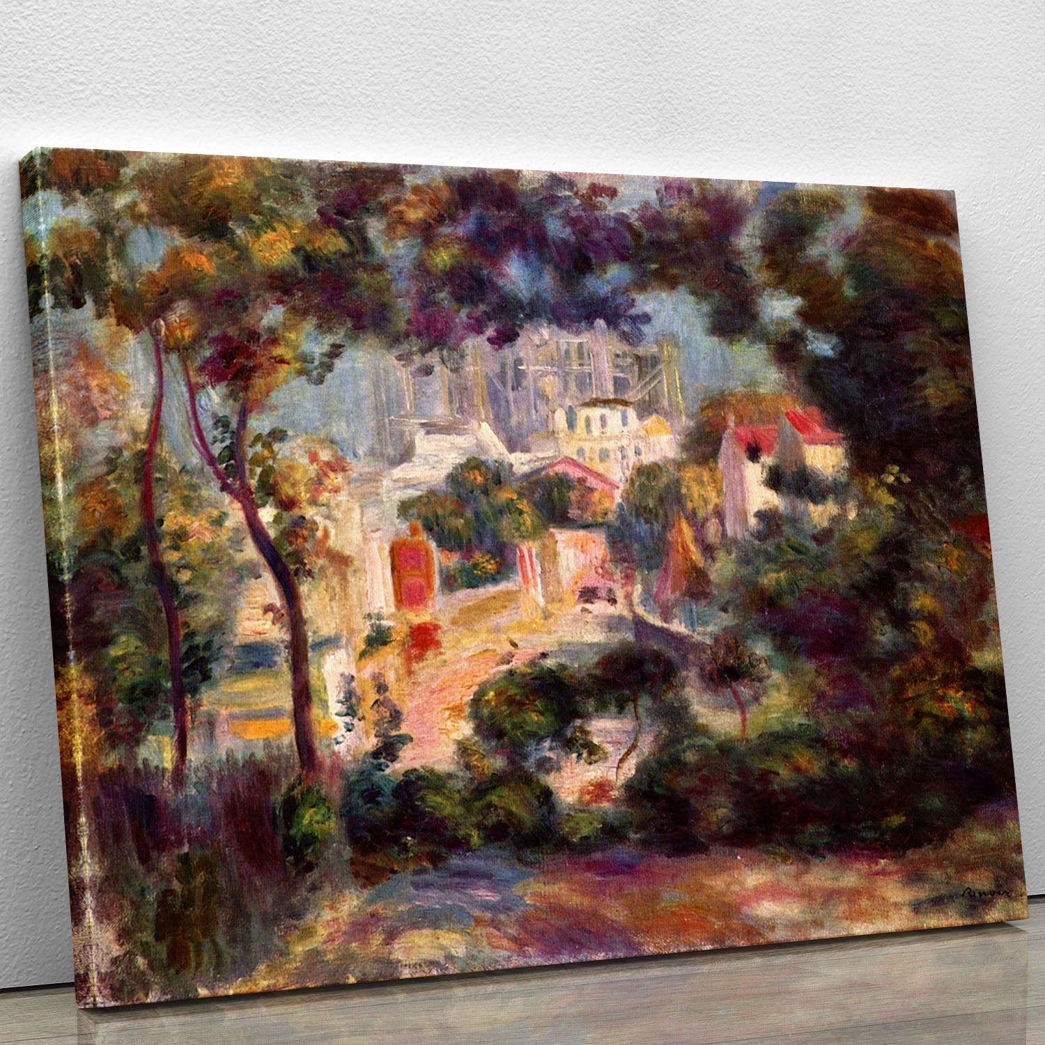 Canvas print of Renoir's Landscape with the view of Sacre Coeur, showcasing vibrant colors and intricate details.
